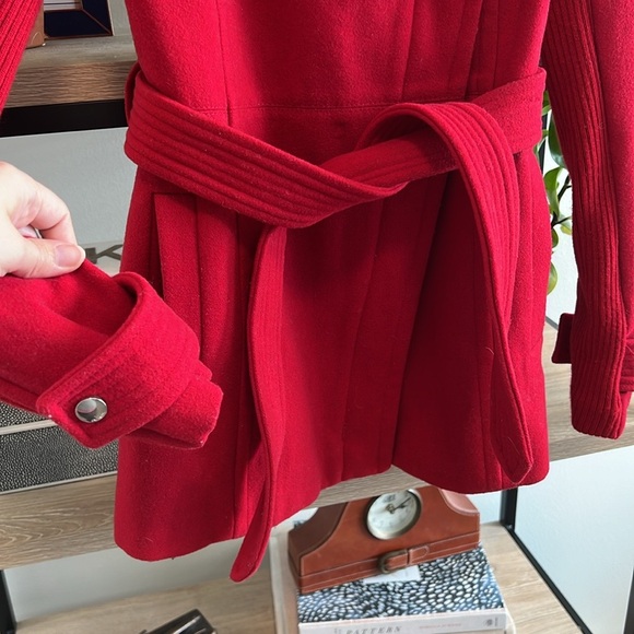 ✨♥️Express Zip Front Red Wool Blend Trench/P-Coat w/Pockets & Belt, Size~Small♥️ - Picture 5 of 8